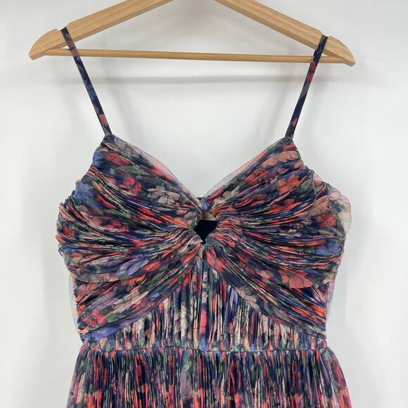 Hutch | NWT Rosey Gown Navy Tropical Garden Tulle Floral Tiered Maxi Dress 0 - Picture 8 of 14